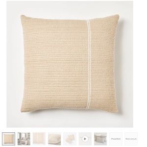 NEW Threshold Studio McGee 20” Embroidered Striped Square Throw Pillow Cream